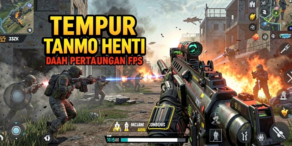Screenshot utama 33ZK menampilkan aksi pertempuran seru dalam gameplay FPS.