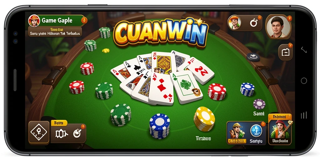 Screenshot gameplay Gaple CUANWIN yang seru dan menegangkan.