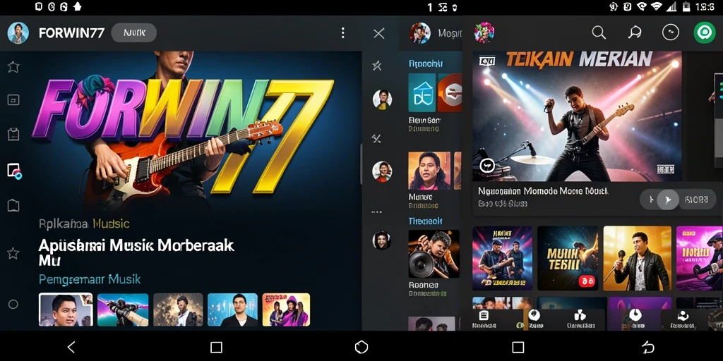 Tampilan gameplay FORWIN77 dengan fitur musik interaktif yang menarik.