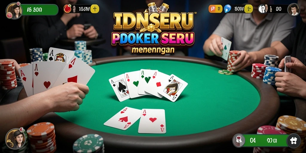 Gameplay Poker di IDNSERU yang seru dan kompetitif.