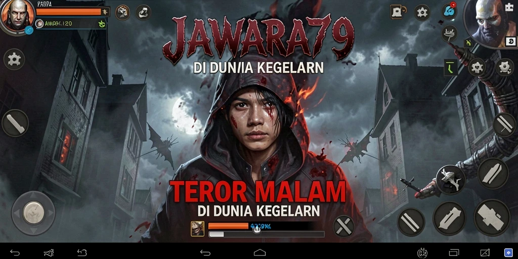 Screenshot gameplay JAWARA79 menampilkan kegelapan yang menakutkan dan musuh yang mengejutkan.