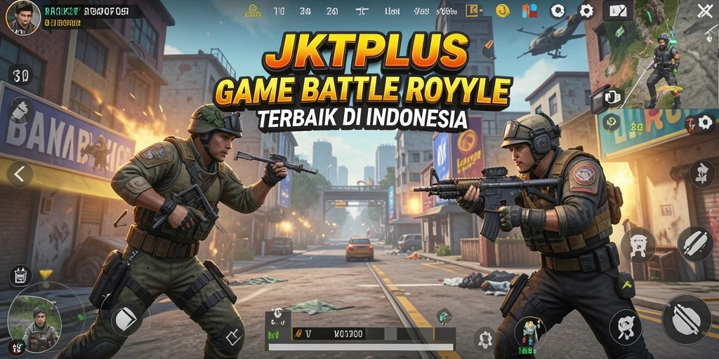 Tampilan gameplay seru dan mendebarkan JKTPLUS di arena Battle Royale.