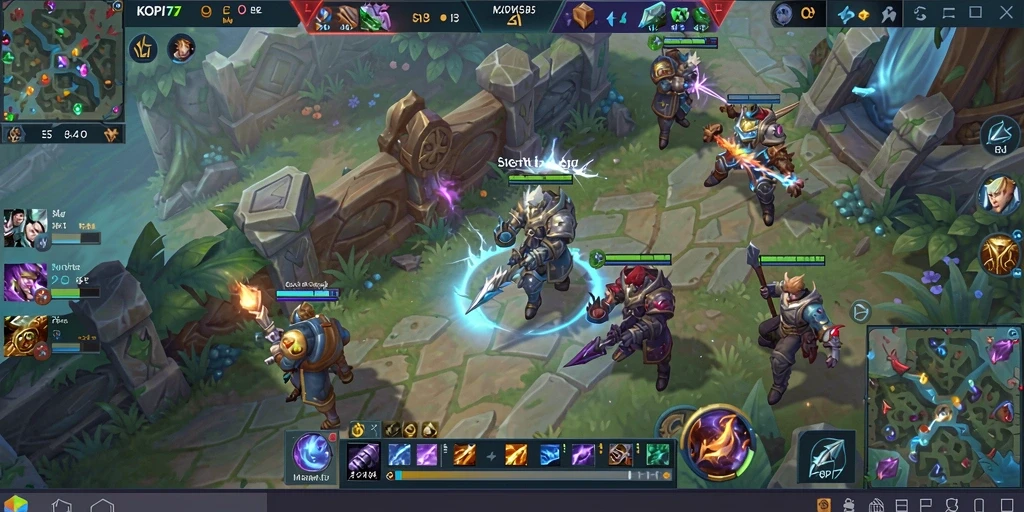 Screenshot gameplay KOPI77 menampilkan aksi seru dalam arena MOBA.