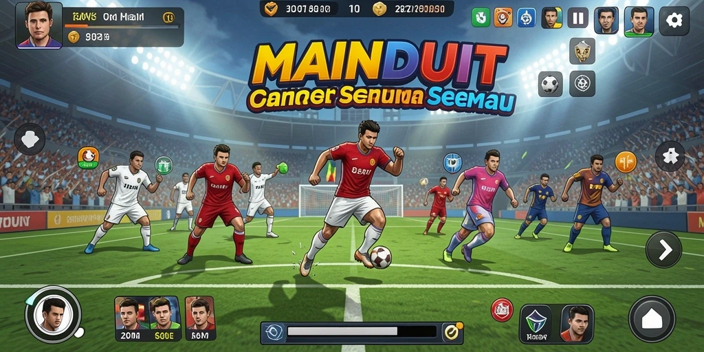 Screenshot gameplay MAINDUIT menampilkan aksi seru dalam pertandingan olahraga.