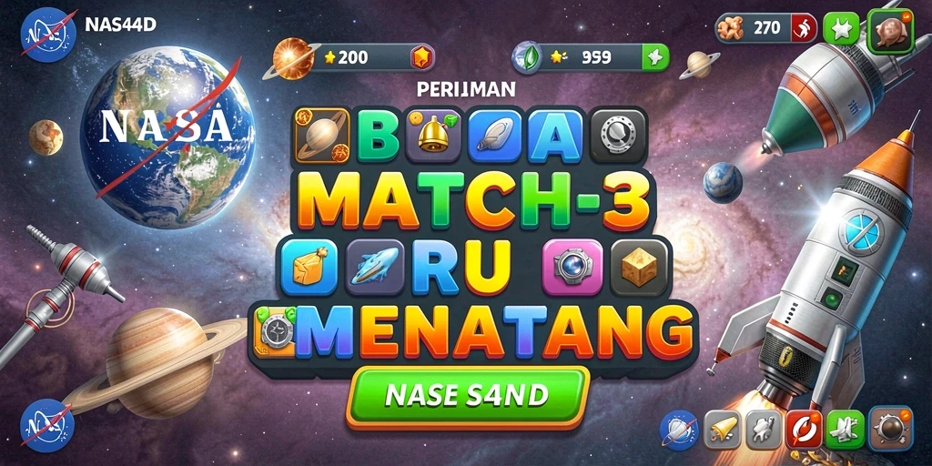 Gambaran gameplay <strong>NASA4D</strong> dalam aksi Match-3 yang menawan.