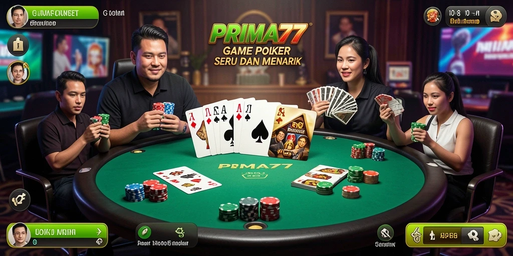 Screenshot gameplay PRIMA77 menampilkan momen seru di meja Poker.