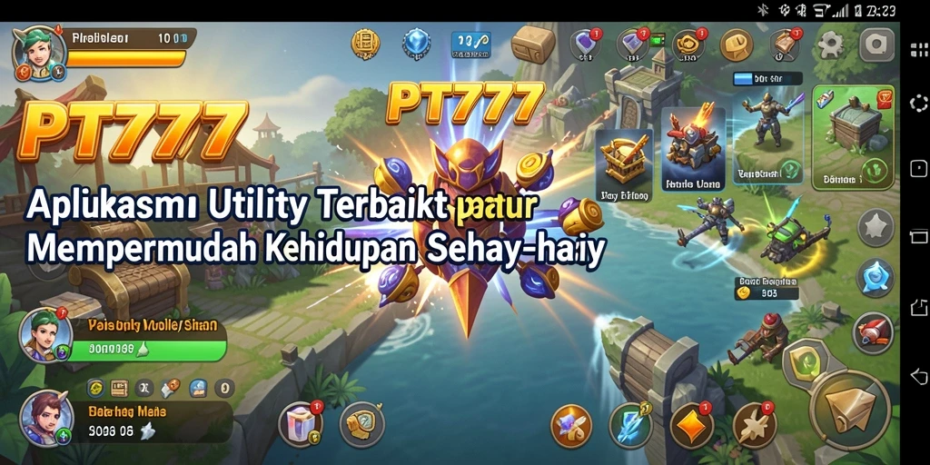 Tampilan aplikasi PT777 yang menampilkan fitur pengelolaan tugas.