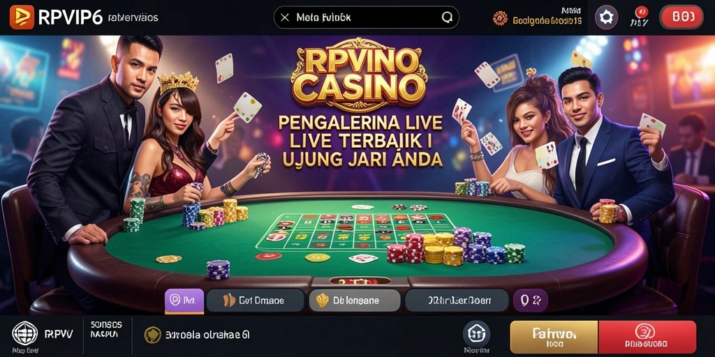 Screenshot RPVIP6 menampilkan dealer langsung dan gameplay kasino yang mendebarkan.